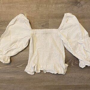 Zara White Puff Sleeve Blouse